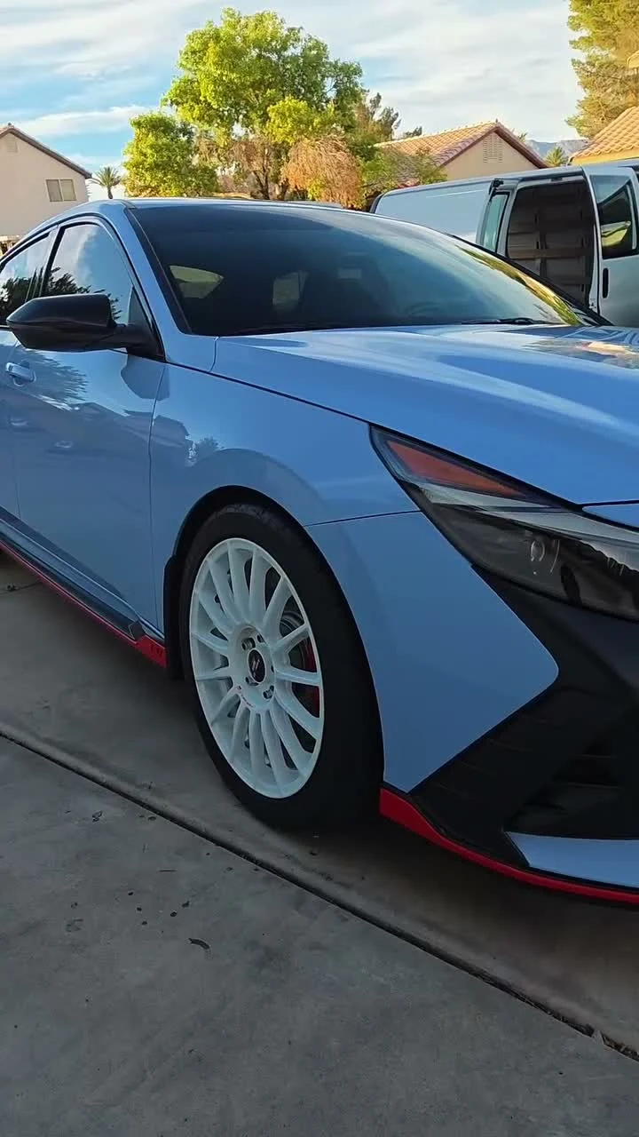 A detailed blue Hyundai N from the First Place Finish Instagram feed